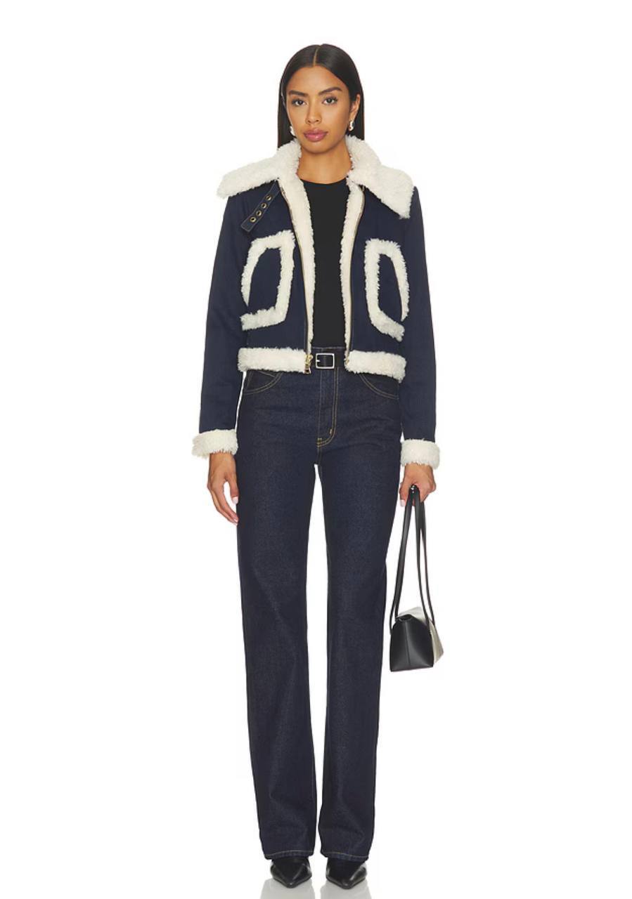 AO Isaiah Faux Shearling Denim Aviator Jacket