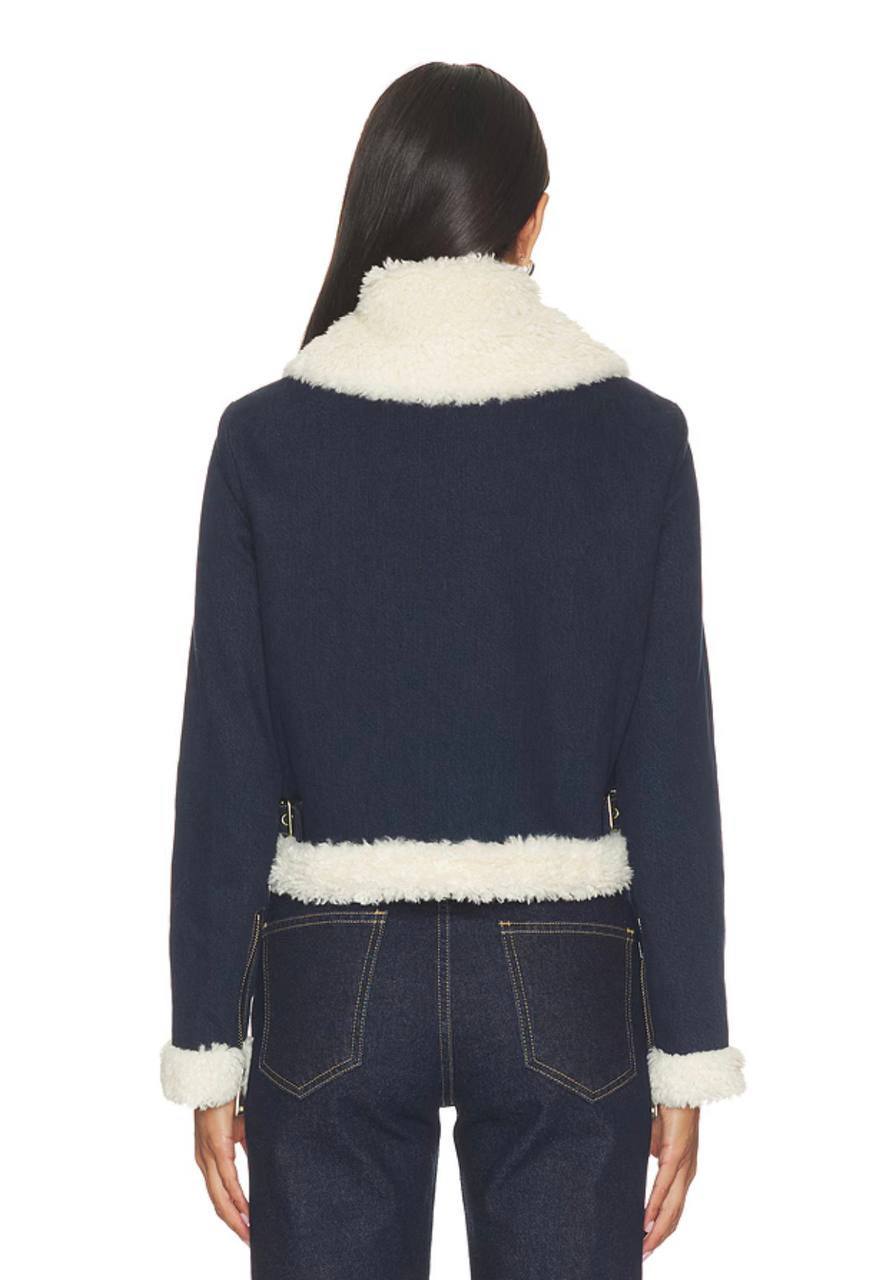AO Isaiah Faux Shearling Denim Aviator Jacket