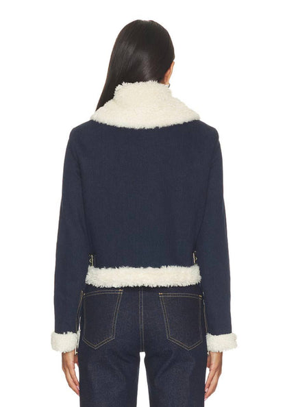 AO Isaiah Faux Shearling Denim Aviator Jacket