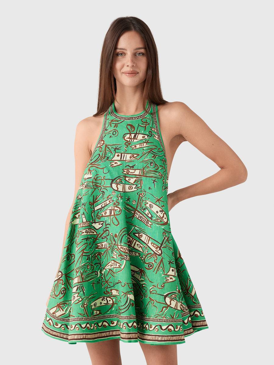 ALM Fish Sticks Linen Mini Dress