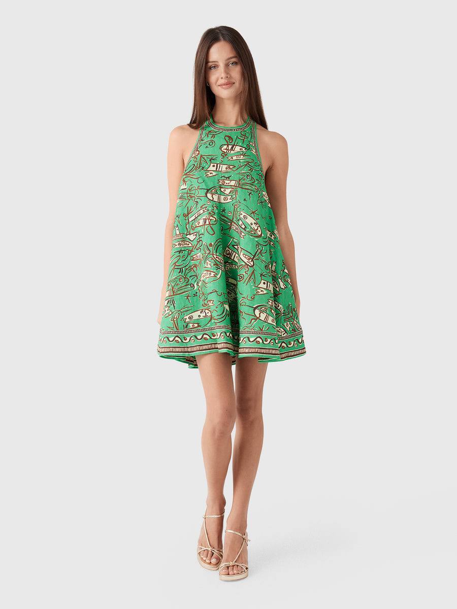 ALM Fish Sticks Linen Mini Dress