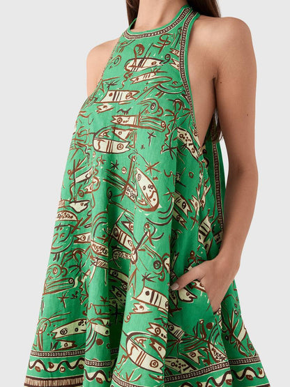 ALM Fish Sticks Linen Mini Dress