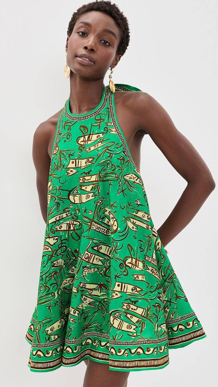 ALM Fish Sticks Linen Mini Dress