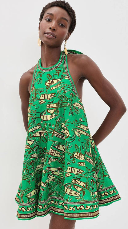 ALM Fish Sticks Linen Mini Dress