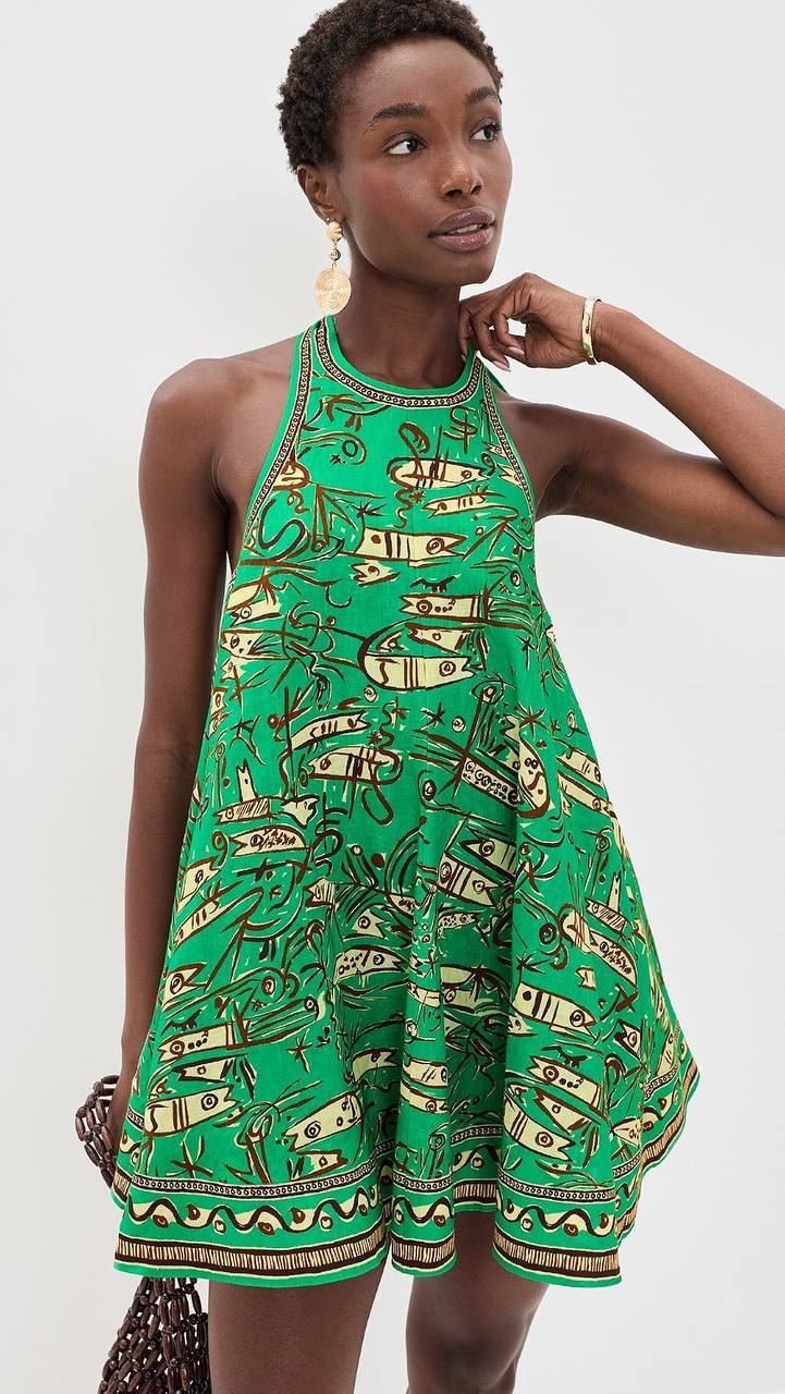 ALM Fish Sticks Linen Mini Dress