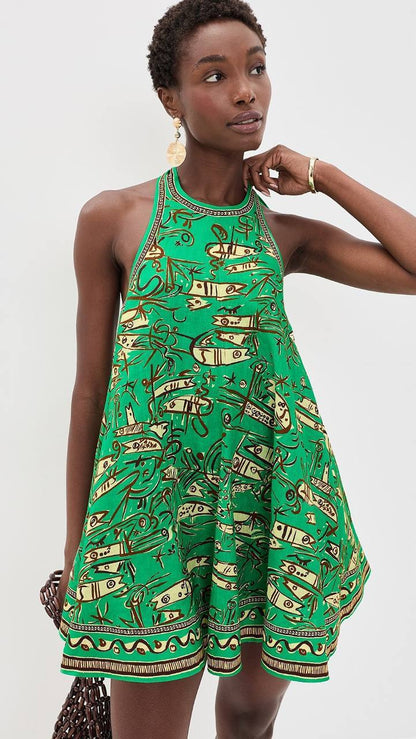 ALM Fish Sticks Linen Mini Dress