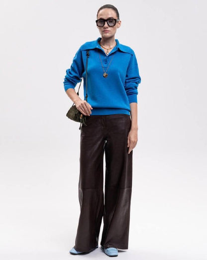 ALM Claudia Knitted Wool Polo Shirt