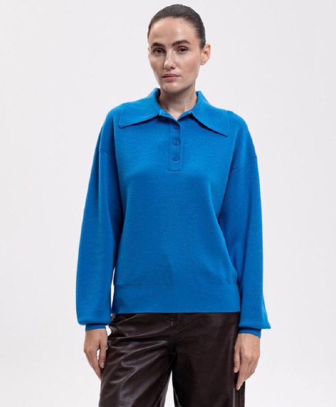 ALM Claudia Knitted Wool Polo Shirt