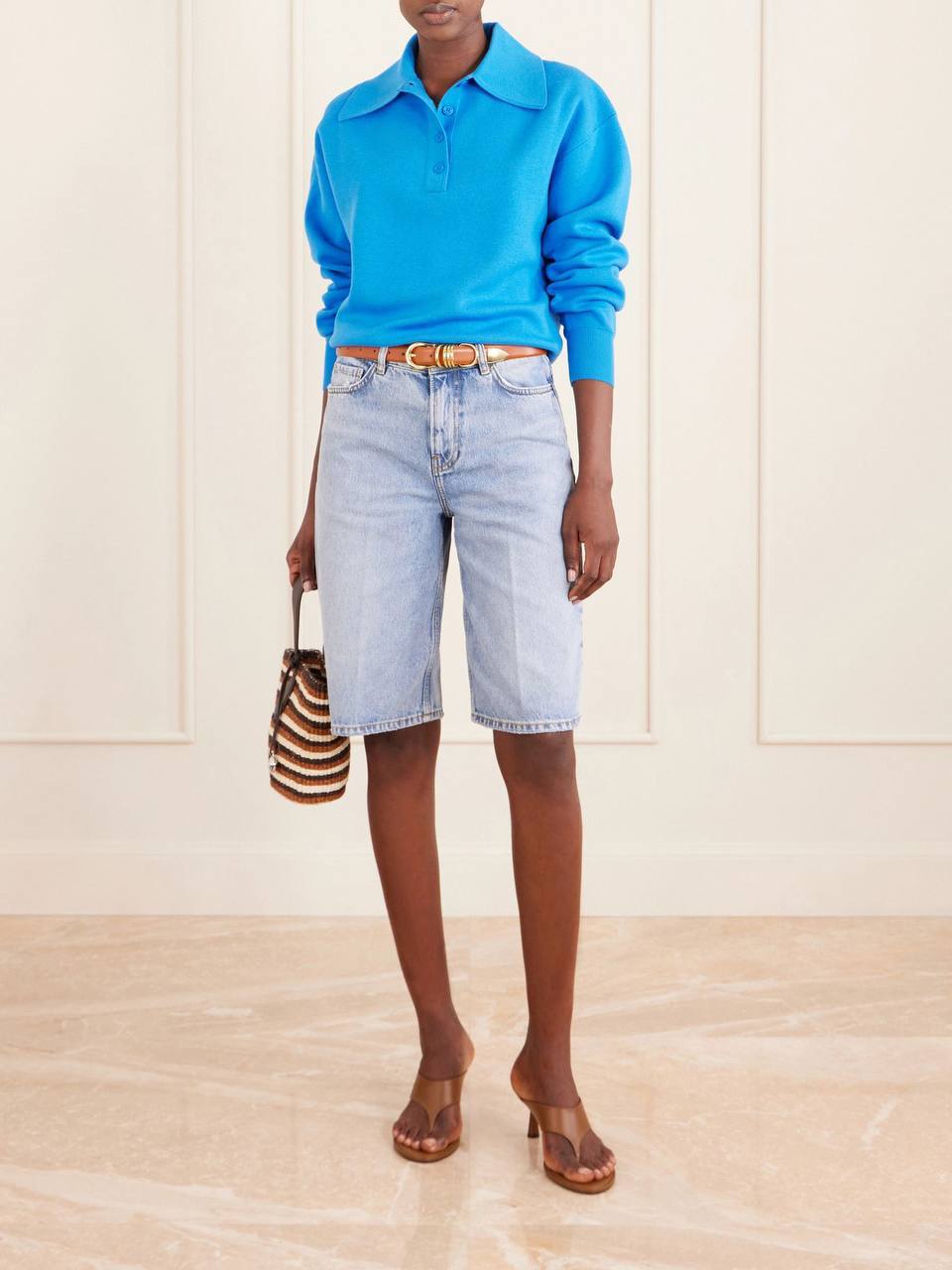 ALM Claudia Knitted Wool Polo Shirt
