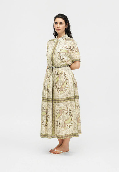 TB Silk-Cotton Printed Midi Dress Shirtdress