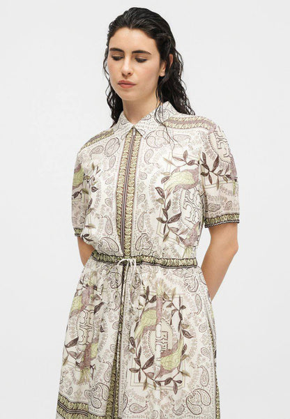 TB Silk-Cotton Printed Midi Dress Shirtdress