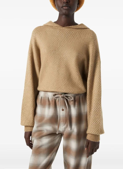 LP Azalea Light Brown Honey Dot Silk-Cashmere Hoodie Sweater
