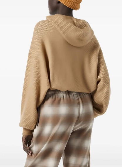LP Azalea Light Brown Honey Dot Silk-Cashmere Hoodie Sweater