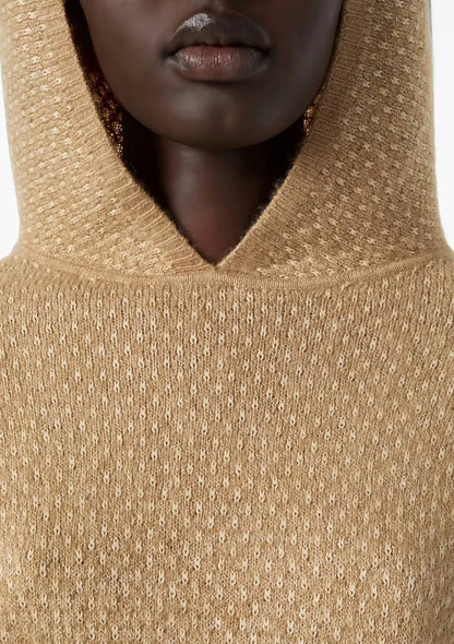 LP Azalea Light Brown Honey Dot Silk-Cashmere Hoodie Sweater