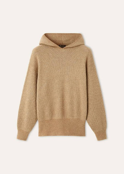 LP Azalea Light Brown Honey Dot Silk-Cashmere Hoodie Sweater