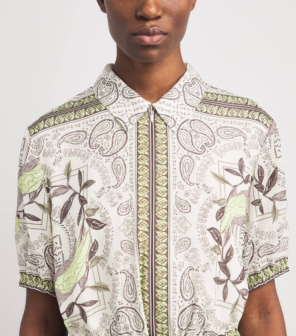 TB Silk-Cotton Printed Midi Dress Shirtdress