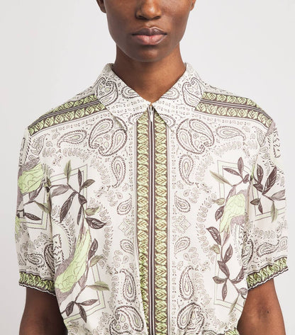 TB Silk-Cotton Printed Midi Dress Shirtdress