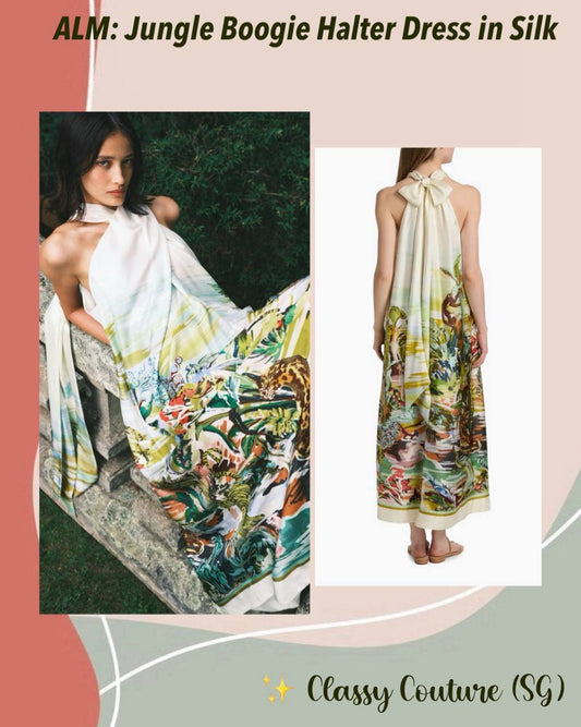 ALM Jungle Boogie Halter Silk Maxi Dress