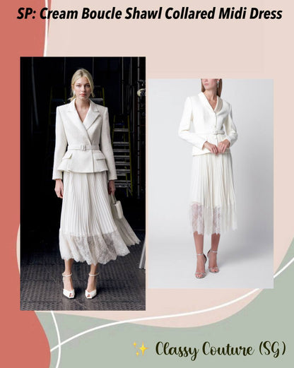 SP Cream Bouclé Shawl Collared Midi Dress