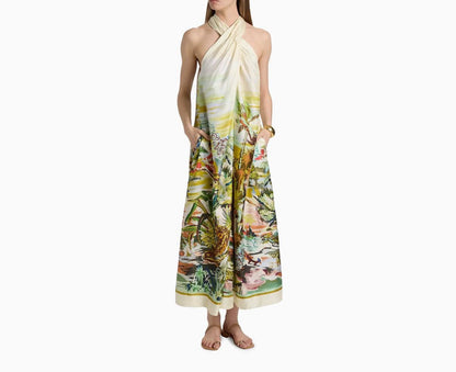 ALM Jungle Boogie Halter Dress in Silk
