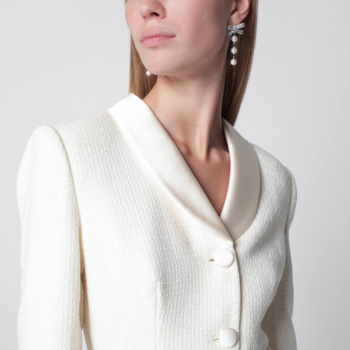 SP Cream Bouclé Shawl Collared Midi Dress