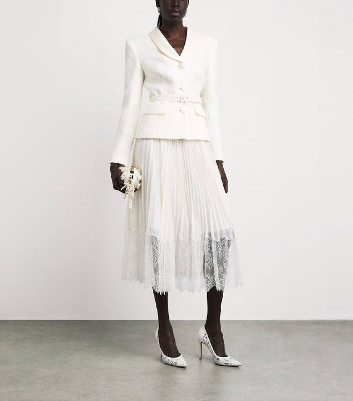 SP Cream Bouclé Shawl Collared Midi Dress