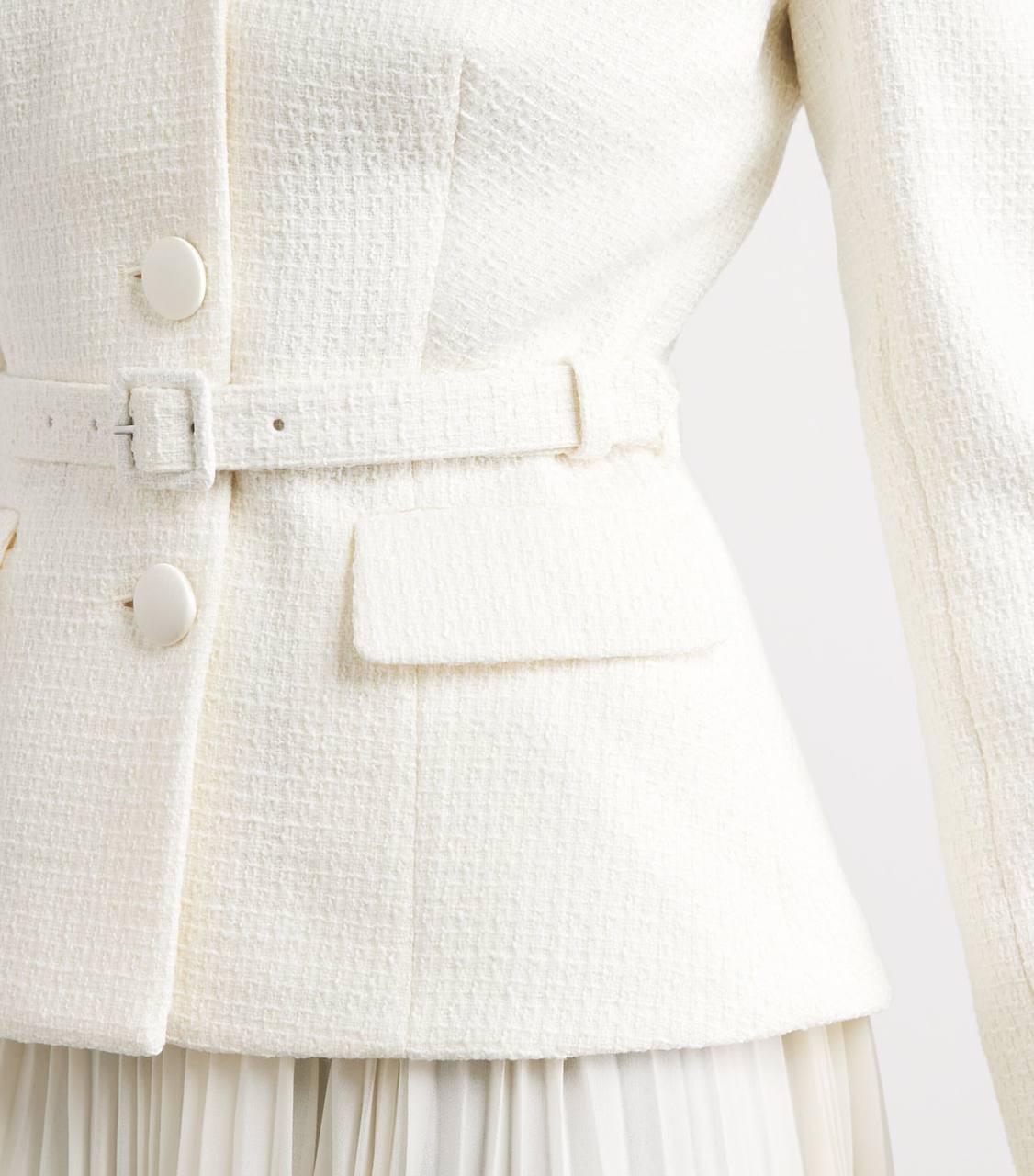 SP Cream Bouclé Shawl Collared Midi Dress