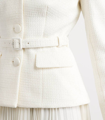 SP Cream Bouclé Shawl Collared Midi Dress