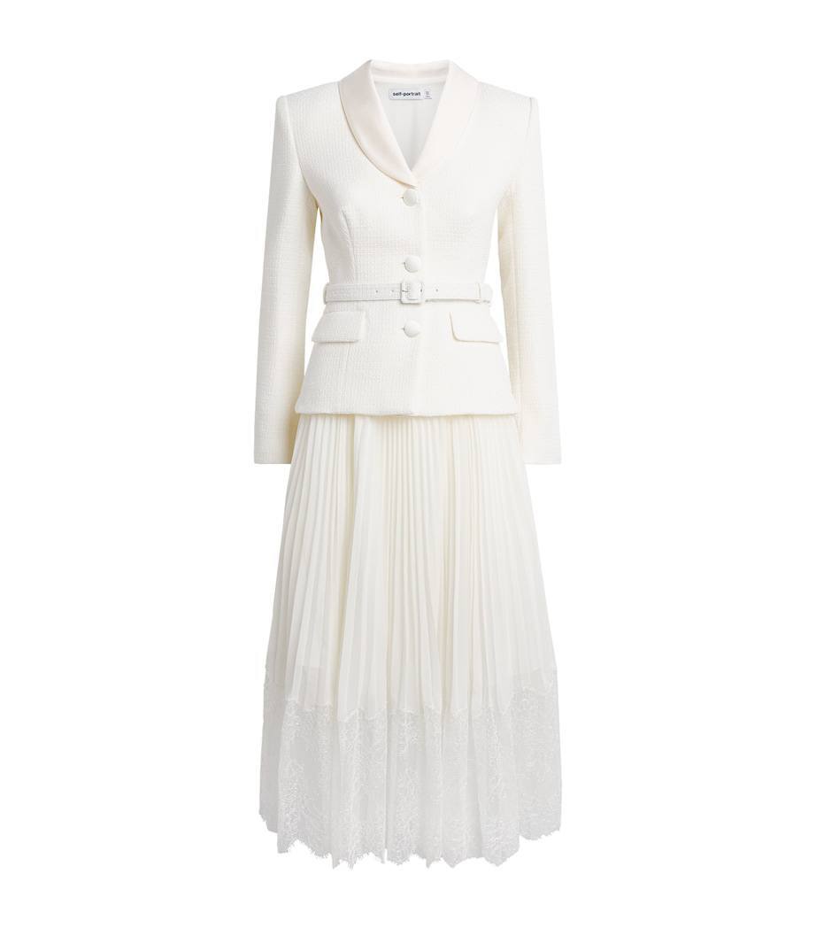 SP Cream Bouclé Shawl Collared Midi Dress