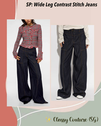 SP Wide Leg Contrast Stitch Jeans
