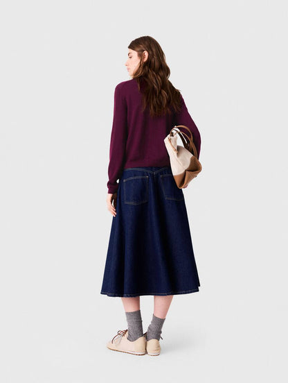 Malila Polo Collar Jumper Top | Cardigan with Embroidered Logo | Wool Burgundy Purple-red Set