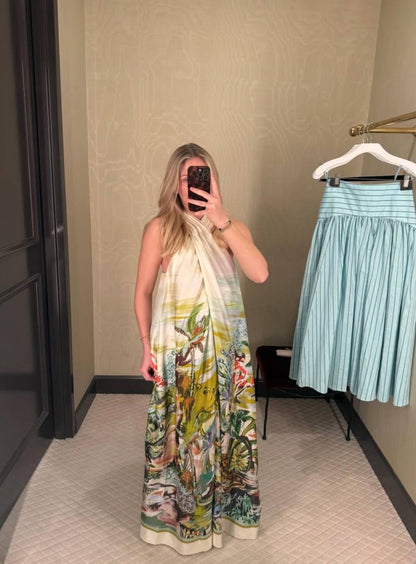 ALM Jungle Boogie Halter Dress in Silk