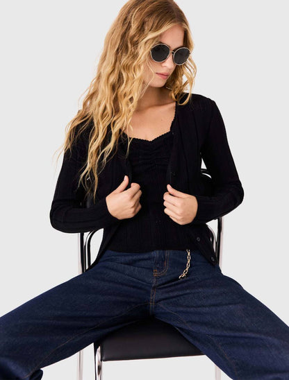 Milory Cardigan & Cami Top Cotton-blend Pointelle Knit Twinset