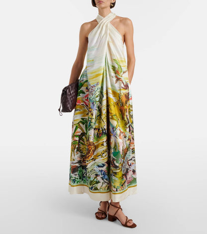 ALM Jungle Boogie Halter Dress in Silk