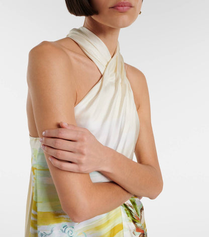 ALM Jungle Boogie Halter Dress in Silk