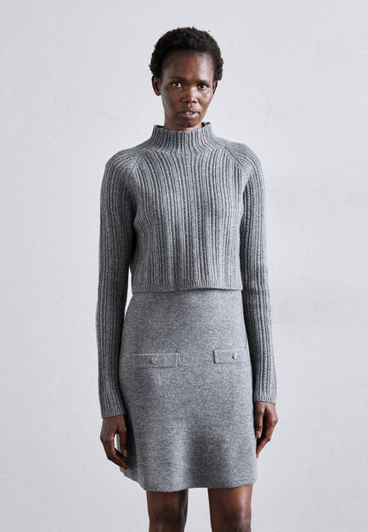 Grey Ritorsa 2 in 1 Layered Wool-blend Sweater Mini Dress