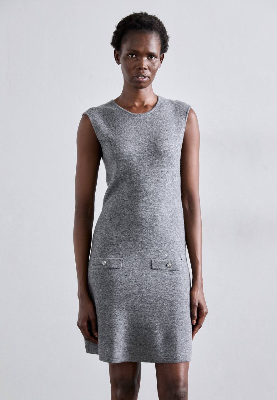Grey Ritorsa 2 in 1 Layered Wool-blend Sweater Mini Dress