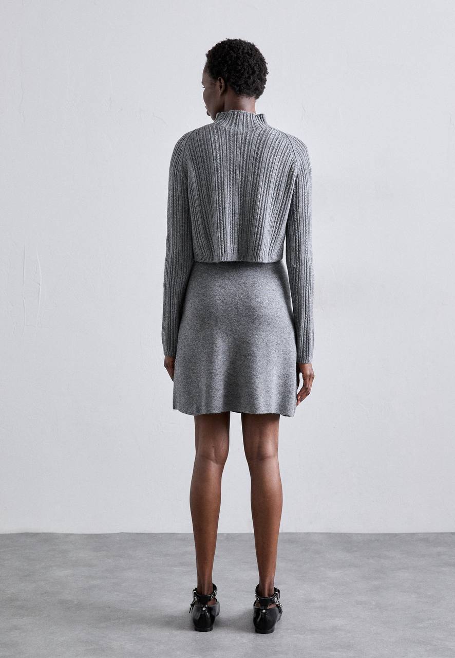 Grey Ritorsa 2 in 1 Layered Wool-blend Sweater Mini Dress