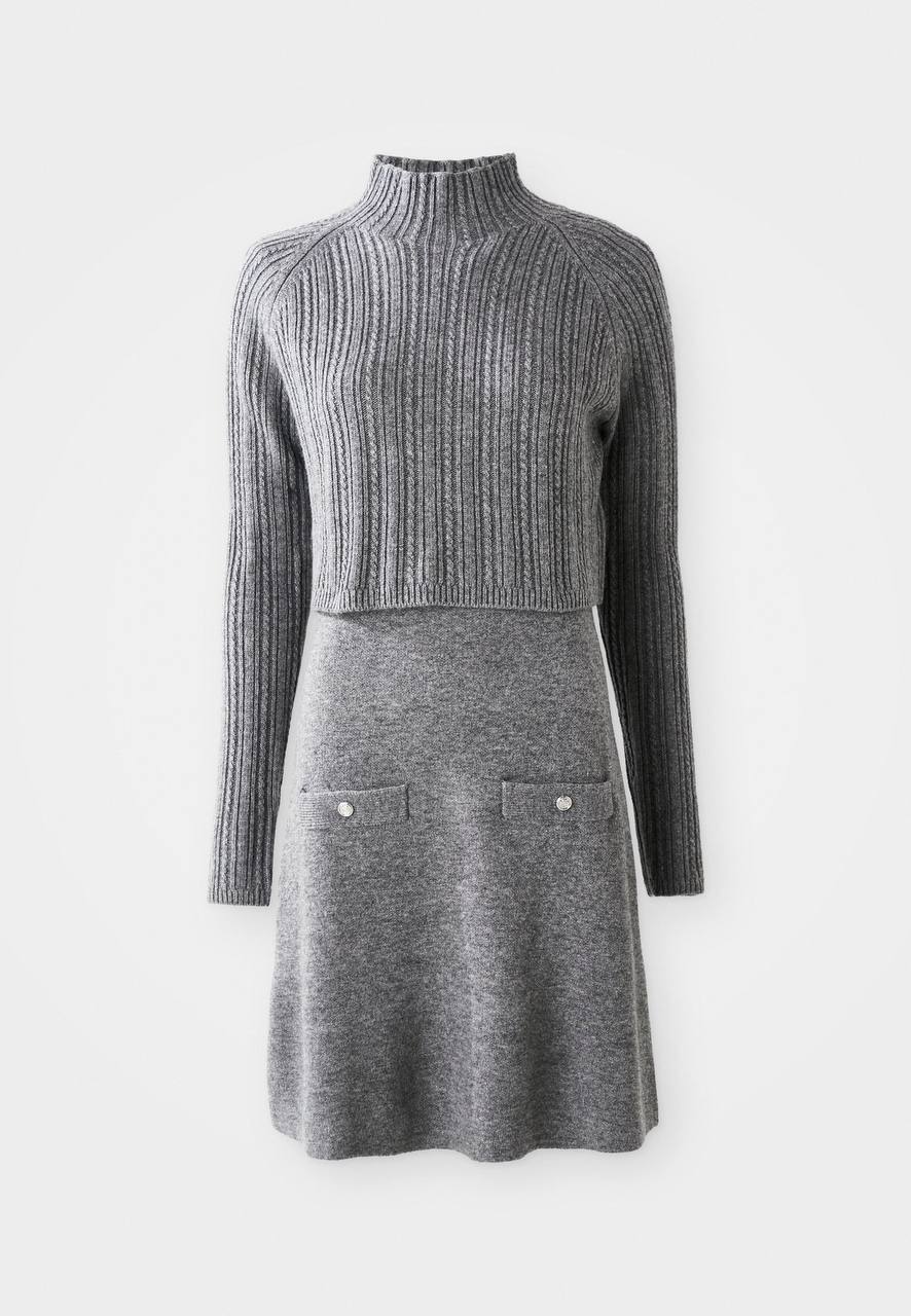 Grey Ritorsa 2 in 1 Layered Wool-blend Sweater Mini Dress