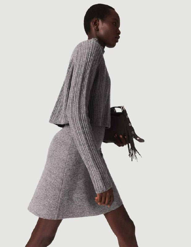 Grey Ritorsa 2 in 1 Layered Wool-blend Sweater Mini Dress
