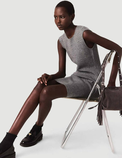 Grey Ritorsa 2 in 1 Layered Wool-blend Sweater Mini Dress