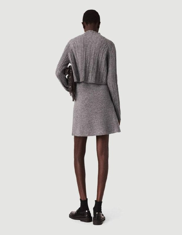 Grey Ritorsa 2 in 1 Layered Wool-blend Sweater Mini Dress