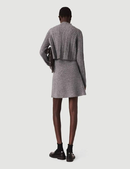 Grey Ritorsa 2 in 1 Layered Wool-blend Sweater Mini Dress