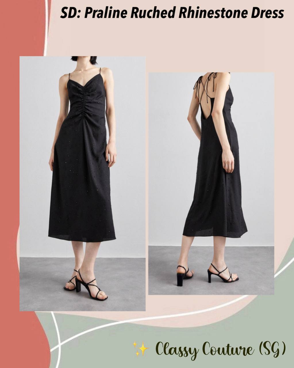 Praline Ruched Rhinestone Dress