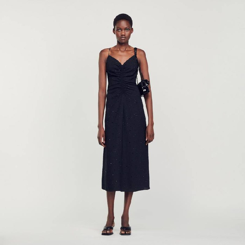 Praline Ruched Rhinestone Dress