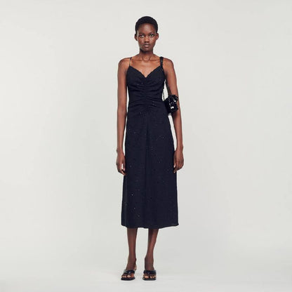 Praline Ruched Rhinestone Dress