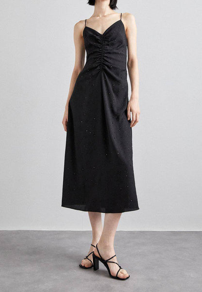 Praline Ruched Rhinestone Dress
