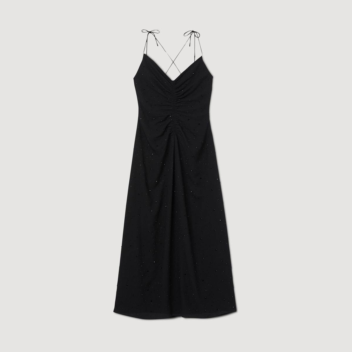 Praline Ruched Rhinestone Dress