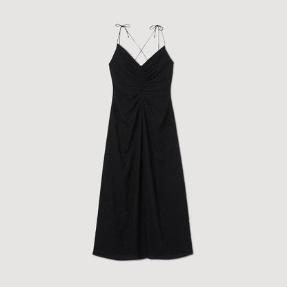 Praline Ruched Rhinestone Dress