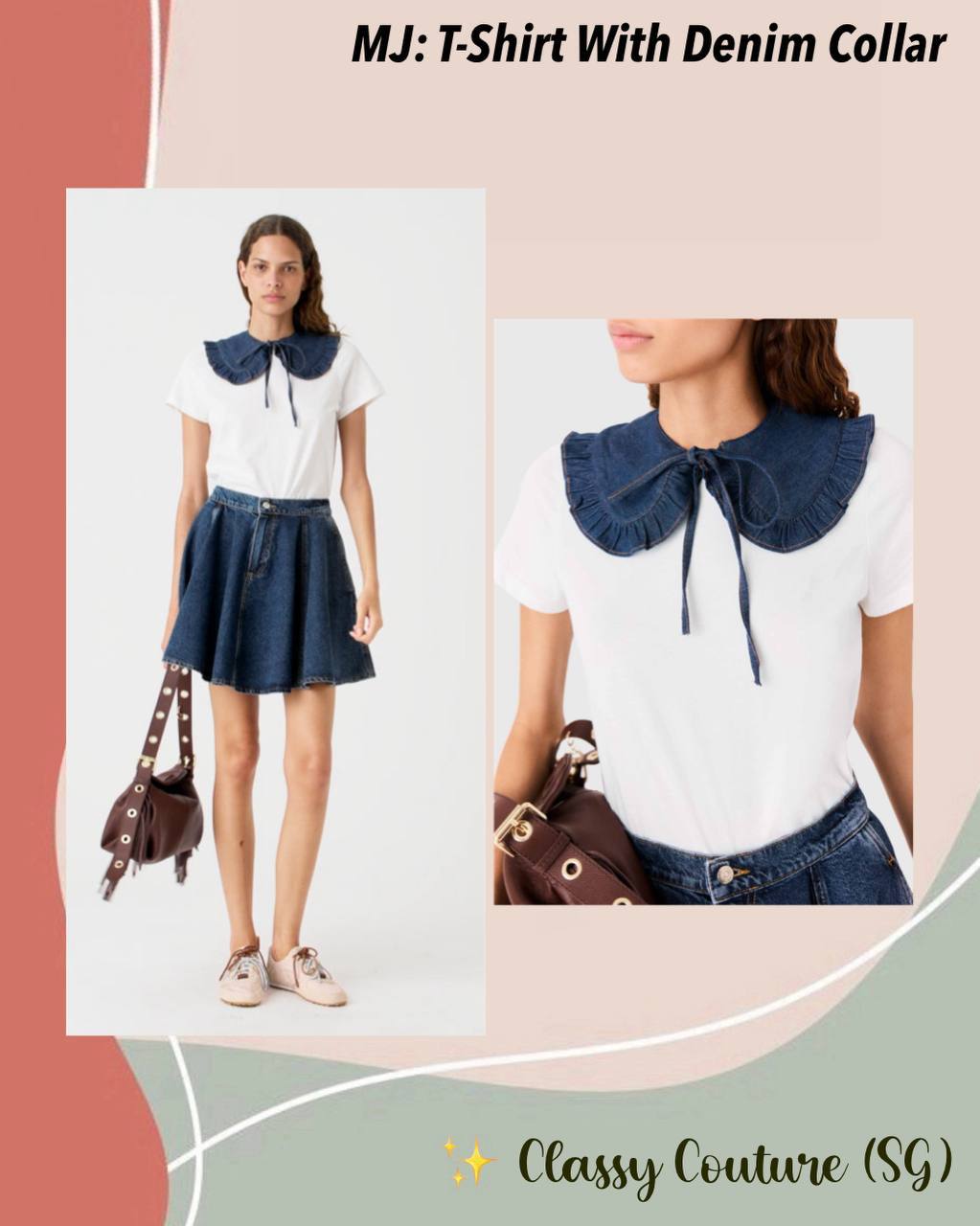 MJ T-Shirt With Denim Collar